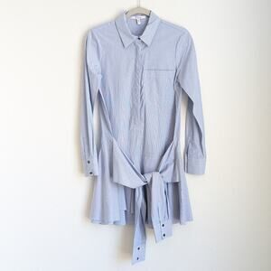 Derek Lam 10 Crosby Blue Striped Long Sleeve Tie Waist Shirt Dress, size 2/S